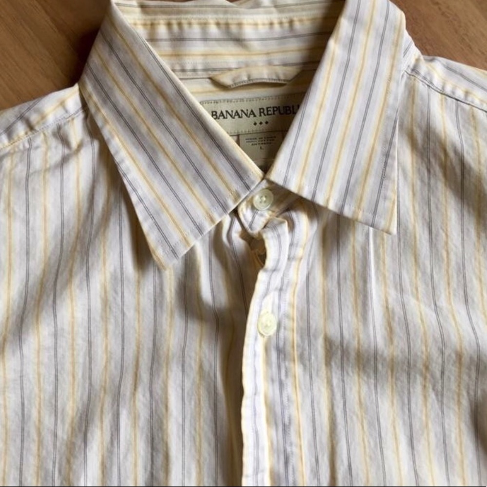 Pale yellow striped Banana Republic button down.